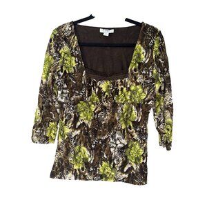 Vintage Y2K DM Womens Medium Babydoll Top Mesh Lace Grunge Retro 90s Whimsigoth